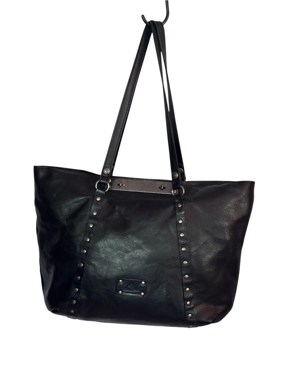 Patricia Nash Stud-Accented Leather Tote in black